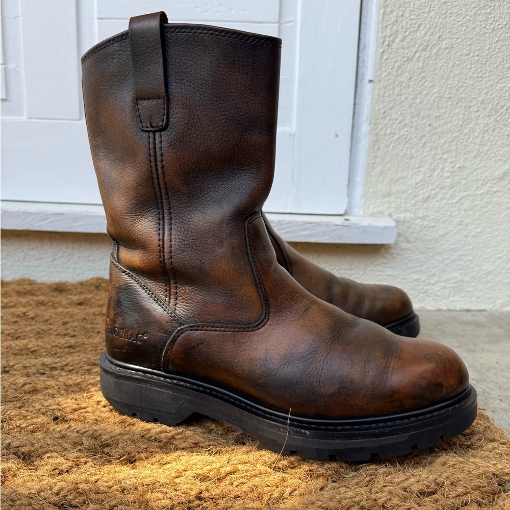 BIG MAC BROWN LEATHER ROPER BOOTS MEN'S SIZE 9 MW